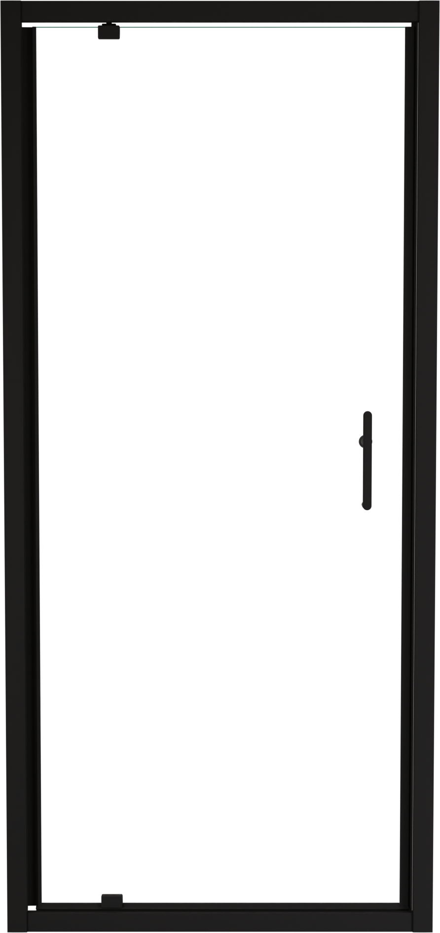 Linie Cadiz porte pivotante 90 cm x 190 cm verre transparent profil noir mat