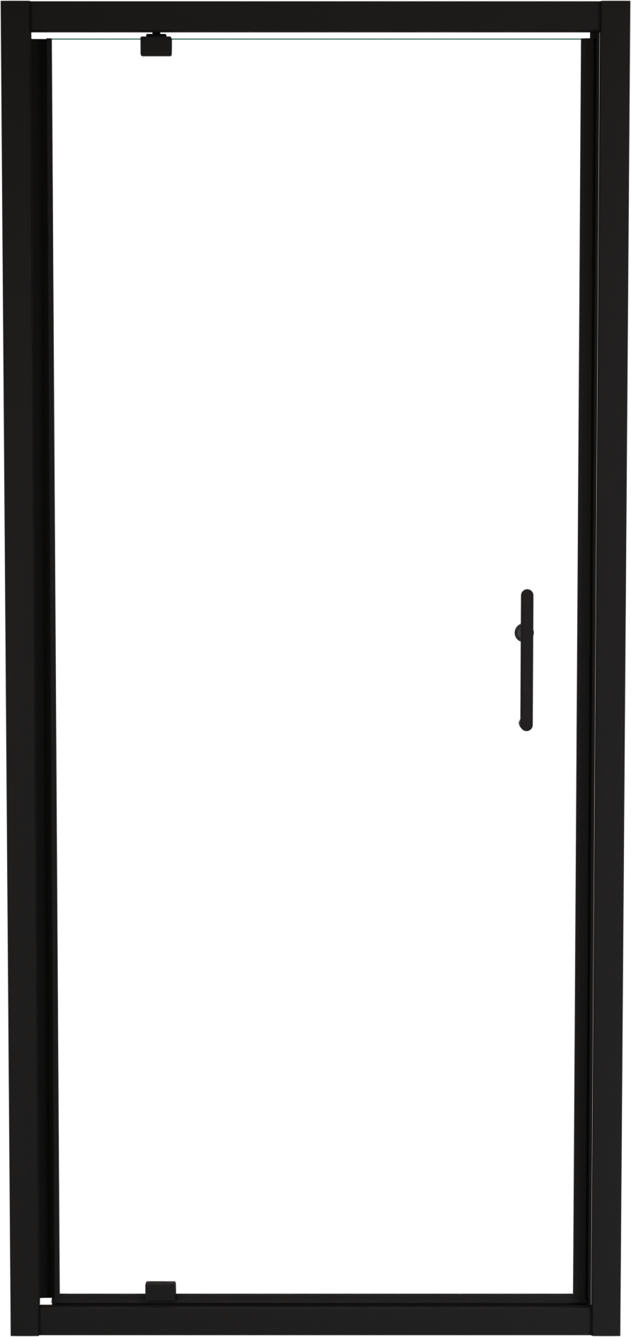 Linie Cadiz porte pivotante 90 cm x 190 cm verre transparent profil noir mat