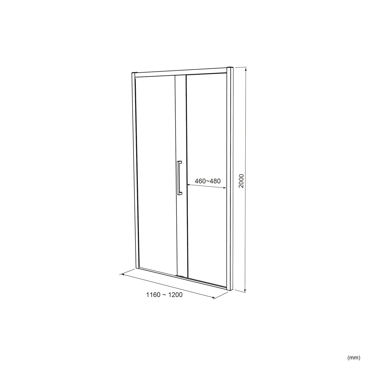 Luca Varess Senses porte coulissante gauche 120 x 200 cm verre Lined profil noir mat