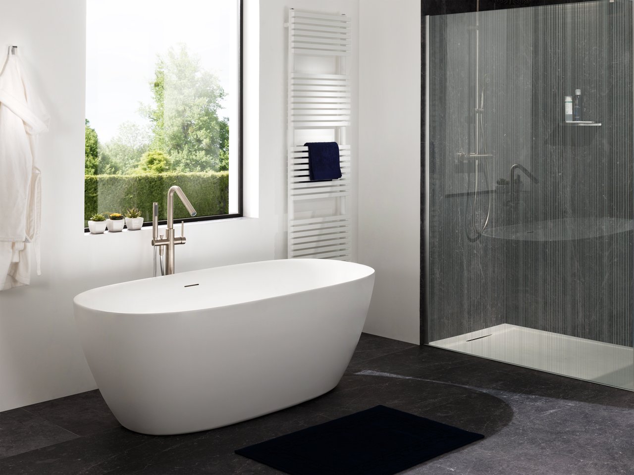 Vipera Vesuvio dubbele handdoekradiator 50 x 180 cm elektrische verwarming mat wit zij- en middenaansluiting 2.125W, weerstand inbegrepen