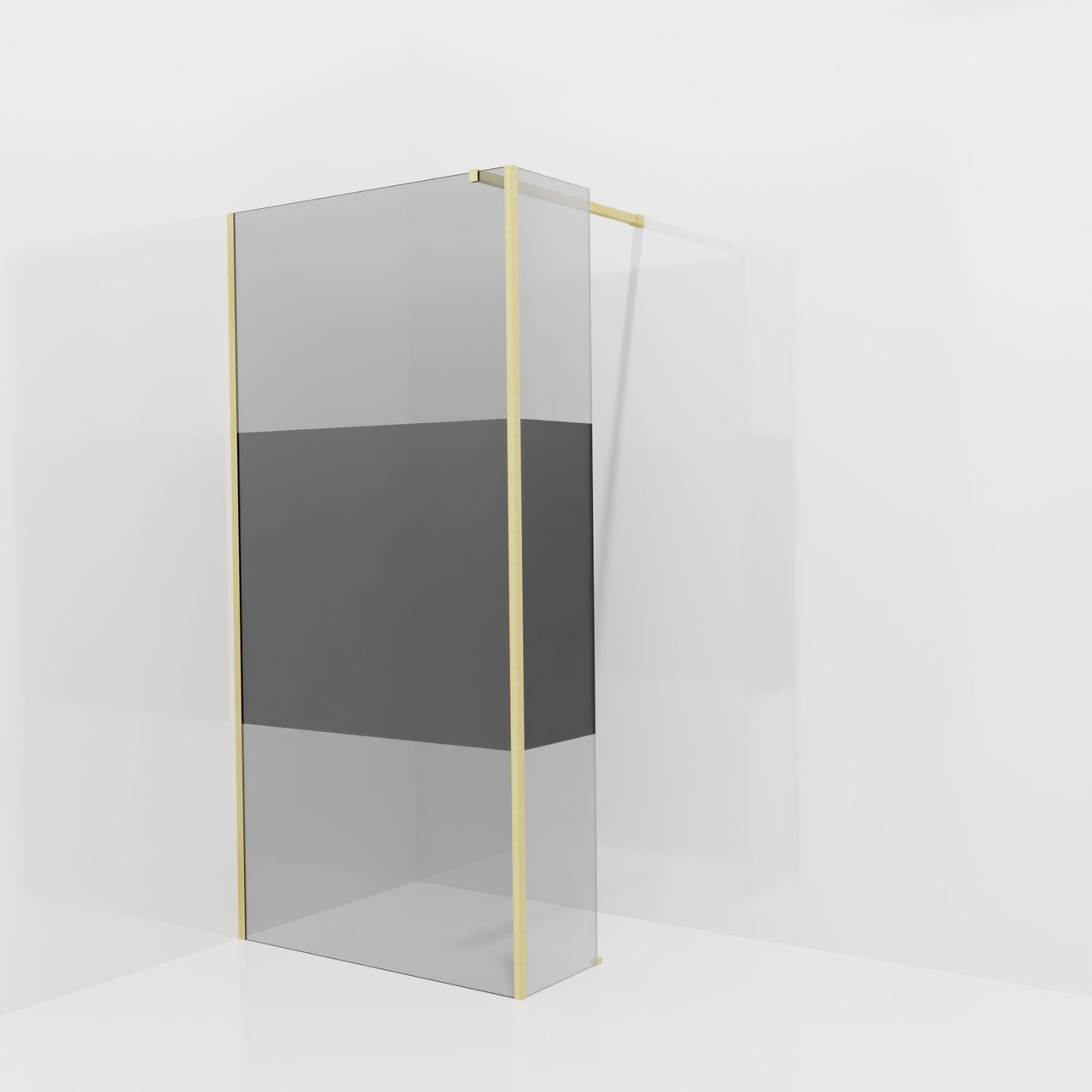 Balmani Modular Walk-In Dusche mit fester Seitenwand: 100 x 200 cm, Rauchglas mit mattiertem Streifen, inklusive Coating, Profil Brushed Champagne Gold