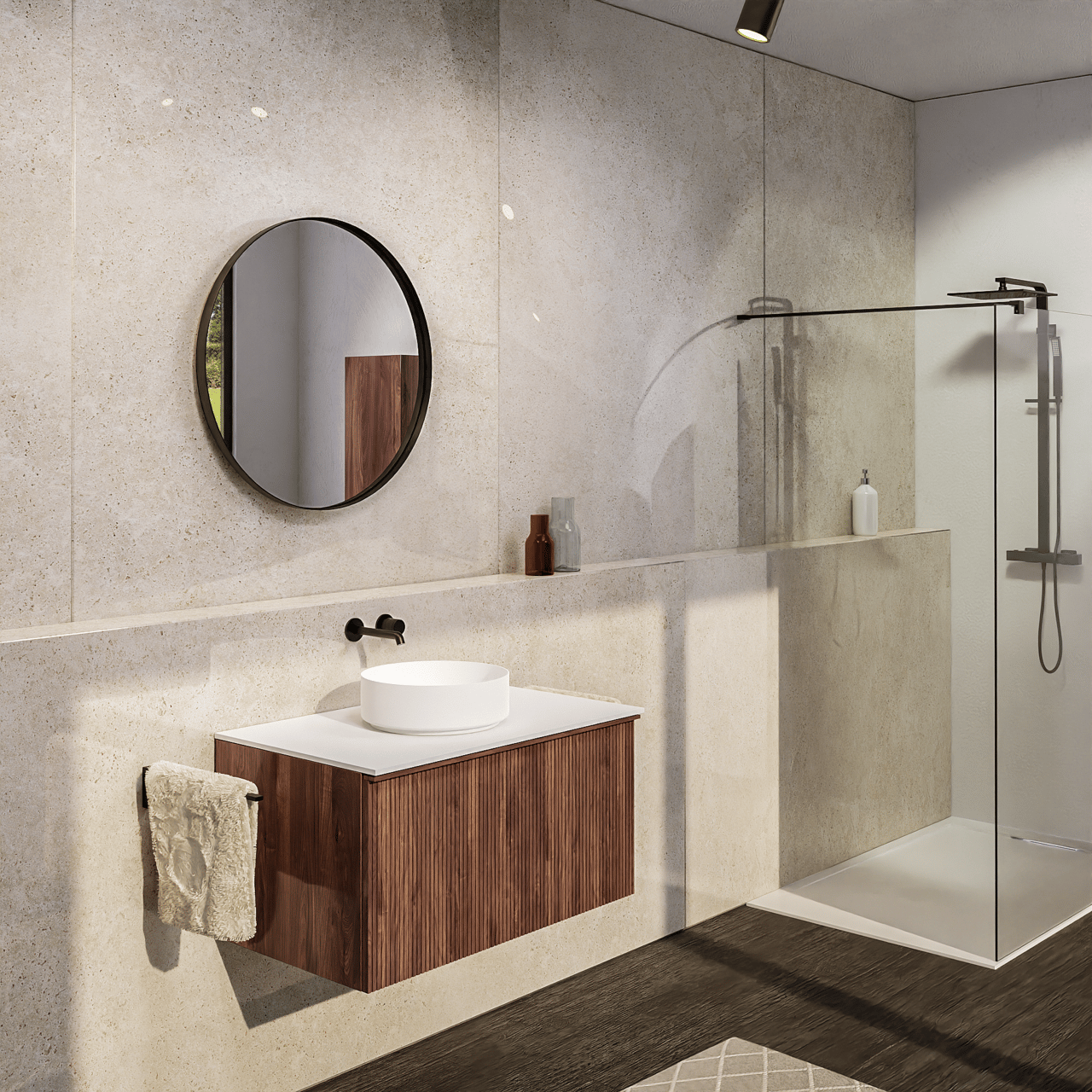 Balmani Giro Round rond badkamerspiegel mat zwart Ø 75 cm