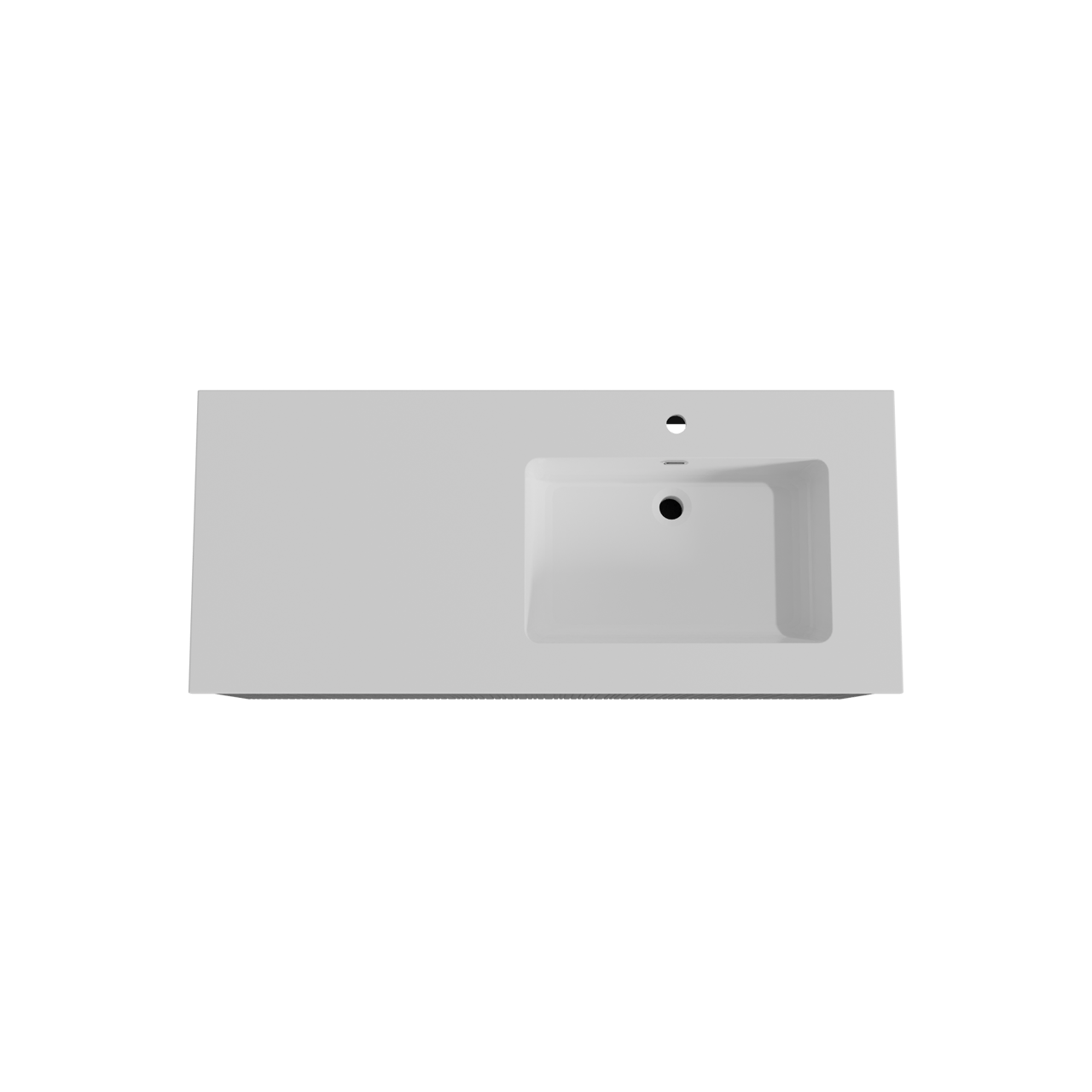 Storke Ribs zwevend badmeubel 120 x 52 cm zwart eiken met Diva asymmetrisch rechtse wastafel in composietmarmer hoogglans wit, Verticale asymmetrische rechte ribbel