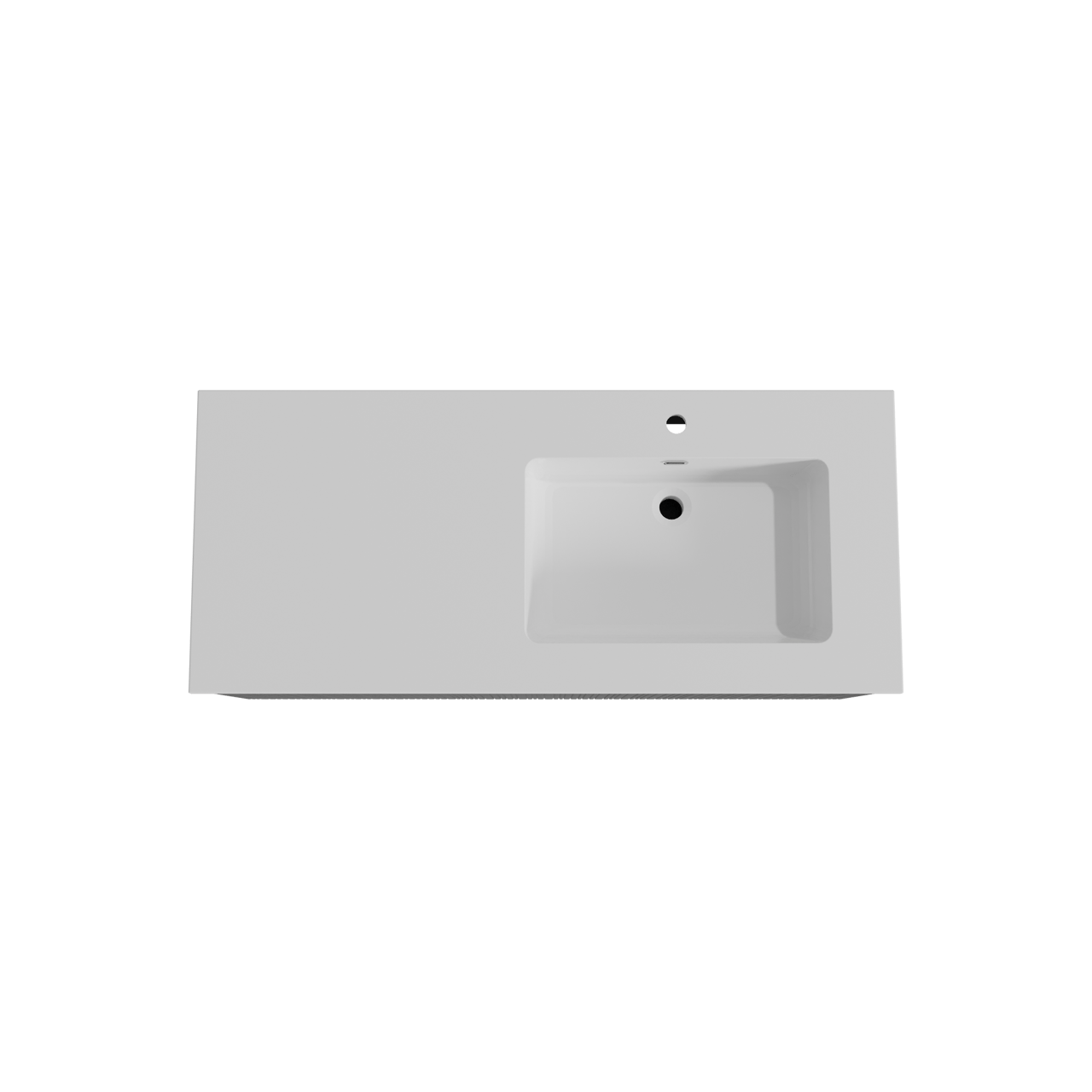 Storke Ribs zwevend badmeubel 120 x 52 cm zwart eiken met Diva asymmetrisch rechtse wastafel in composietmarmer hoogglans wit, Verticale asymmetrische rechte ribbel