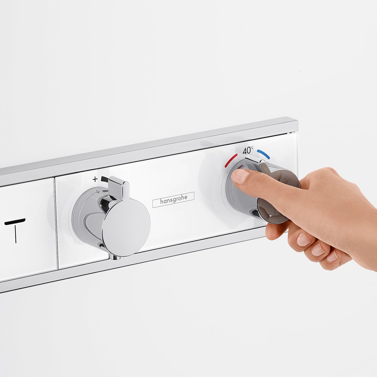 Hansgrohe Rainselect thermostat de douche encastré avec support douchette 3 fonctions chrome et blanc brillants