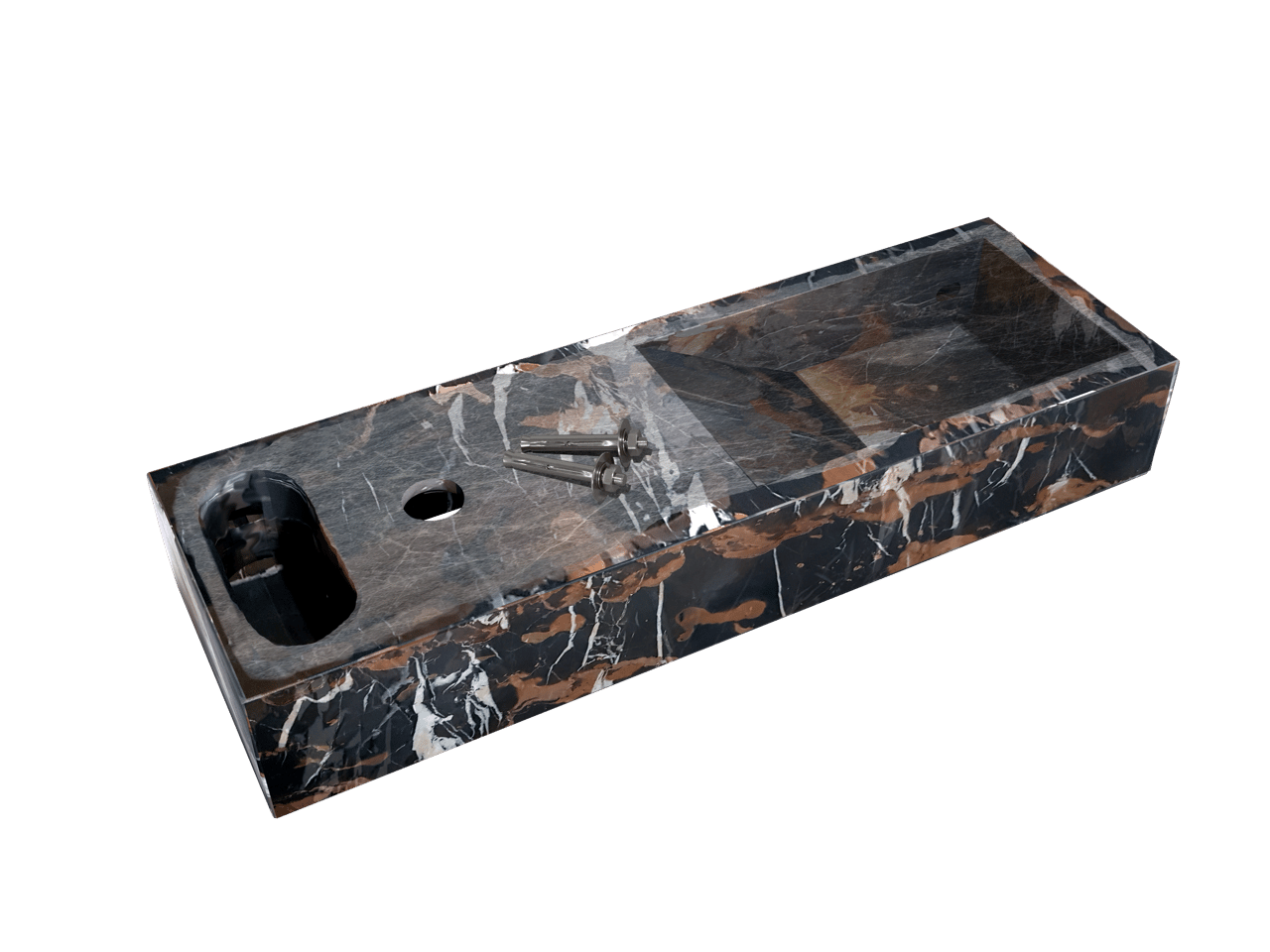 Balmani Mood Handwaschbecken: Portoro Gold Marmor, 65 x 20 cm