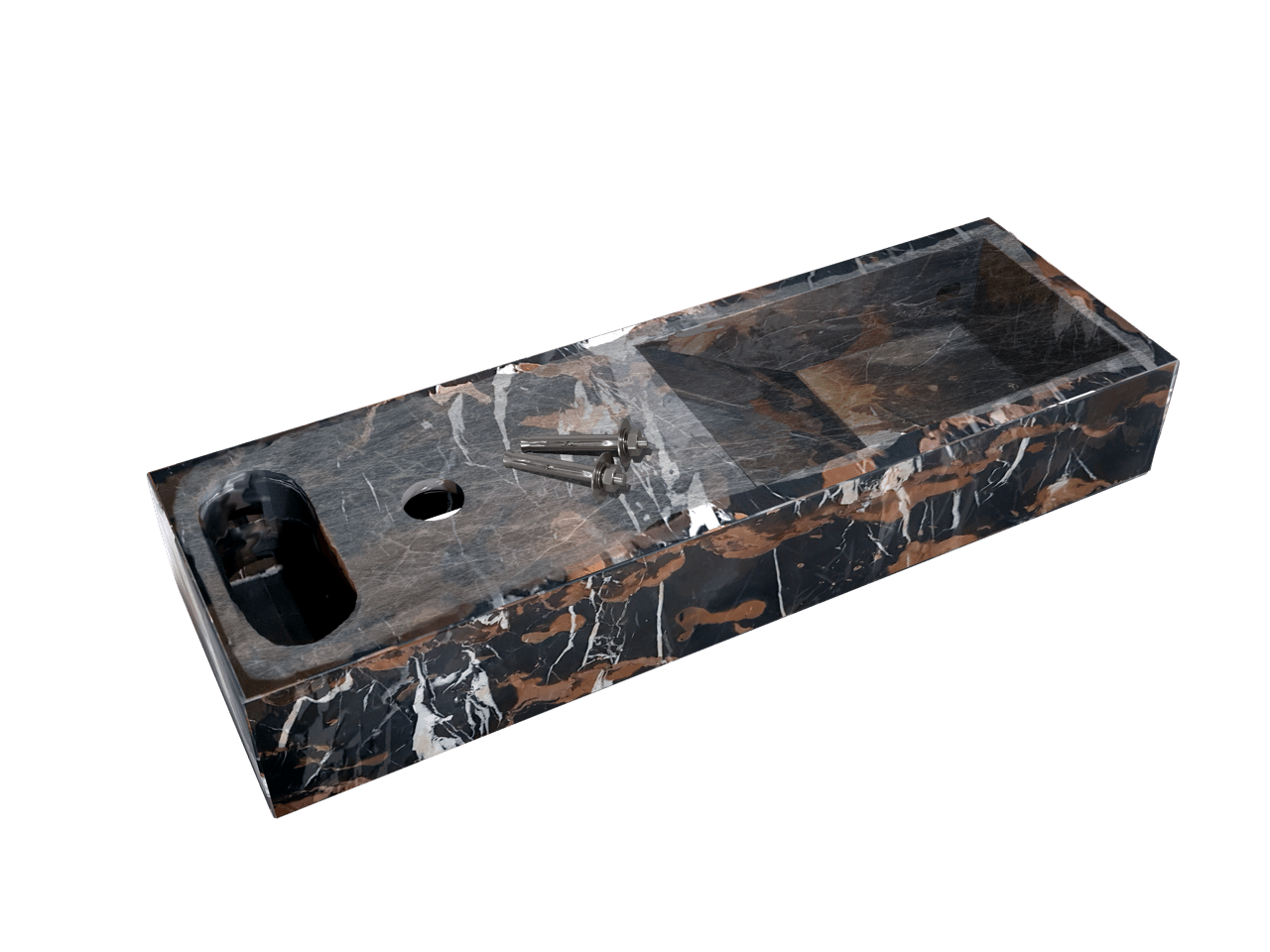 Balmani Mood Handwaschbecken: Portoro Gold Marmor, 65 x 20 cm