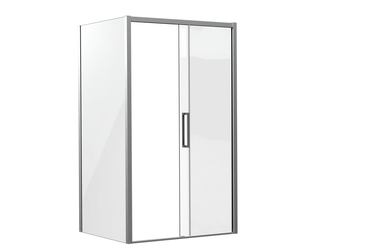 Luca Varess Senses douchehoek met schuifdeur en vaste zijwand 120 x 100 cm helder glas glanzend chroom profiel