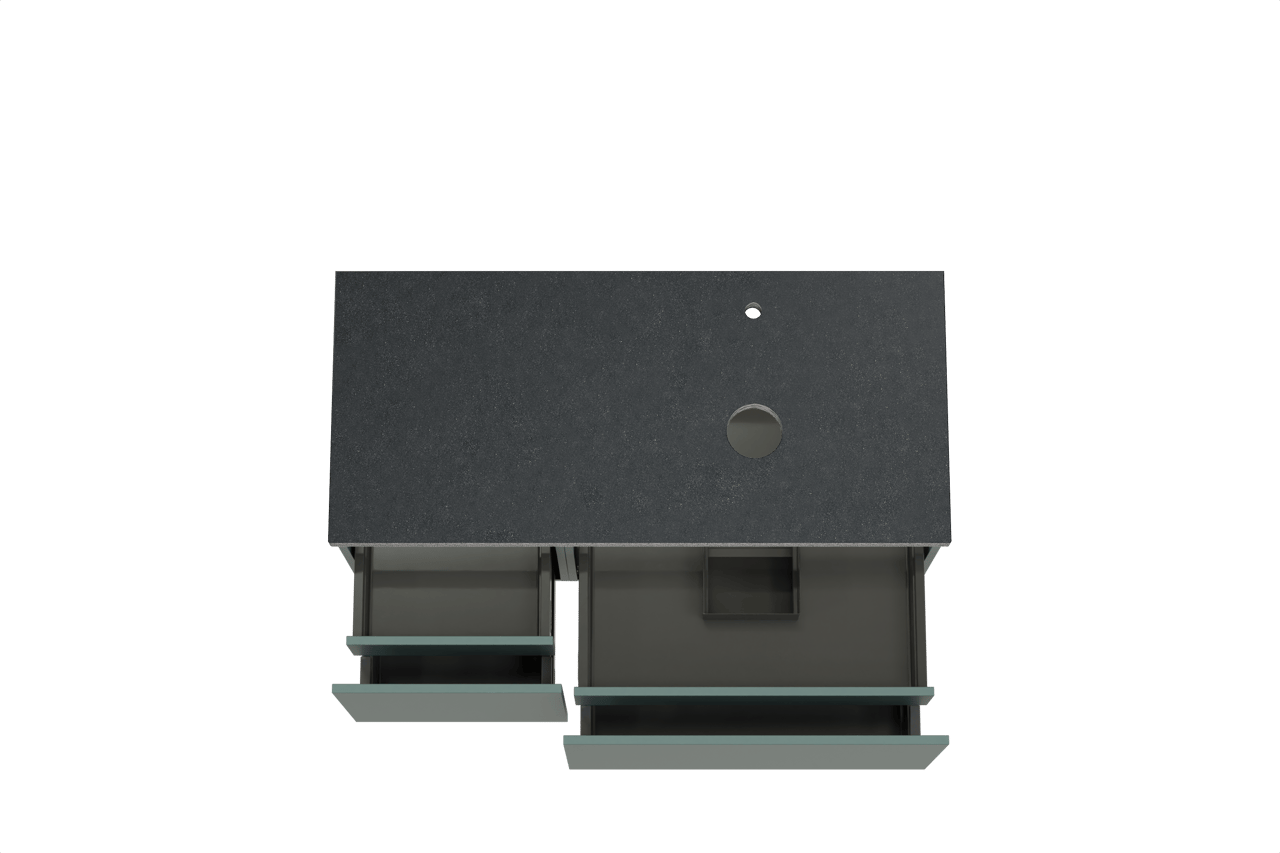 Balmani Sfera zwevend badkamermeubel 120 x 55 cm forest met Rock asymmetrisch rechtse wastafel in graniet zwart