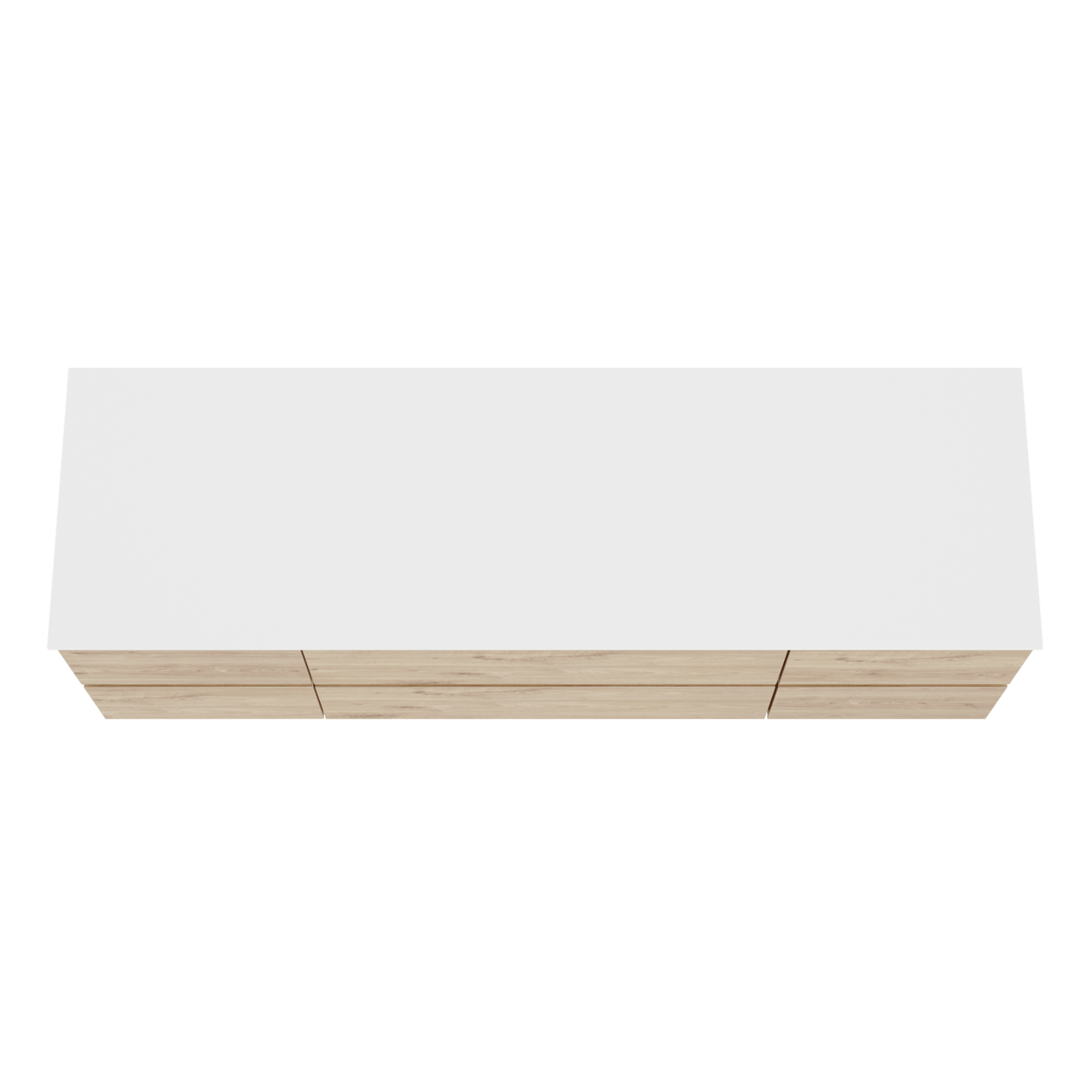 Balmani Lucida zwevend badkamermeubel 180 x 55 cm ruwe eik met Stretto enkel of dubbel tablet in solid surface mat wit