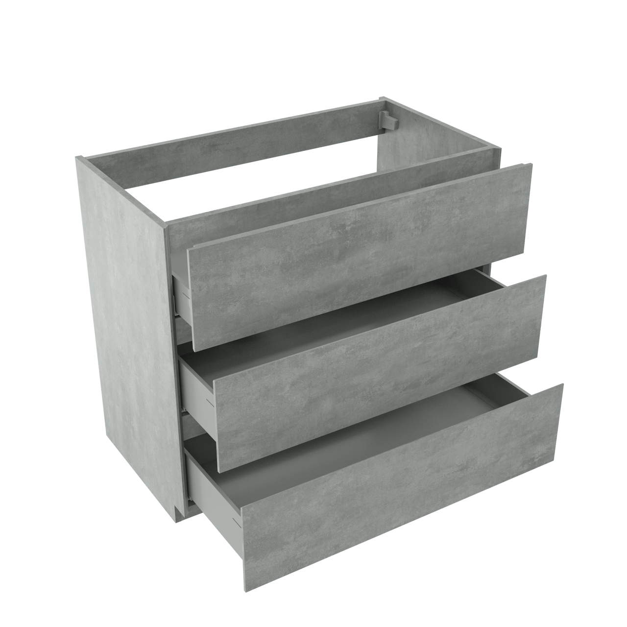 Storke Edge stehender Waschbeckenunterschrank: 95 x 52 cm, Beton dunkelgrau, 3 Schubladen