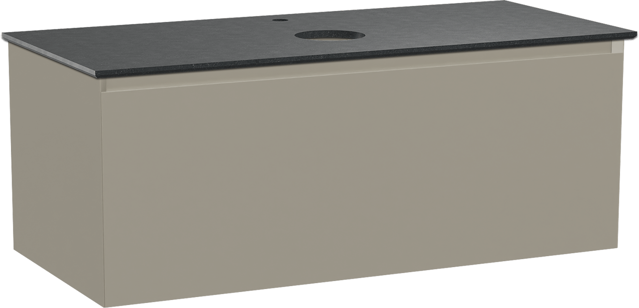 Balmani Idra zwevend badmeubel 120 x 55 cm steengrijs met Facetta enkel wastafelblad in zwart graniet