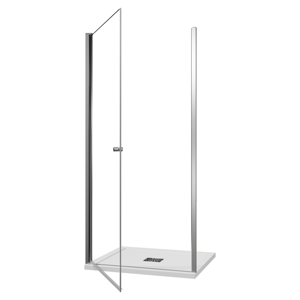 Luca Varess Kuresa porte pivotante 100 x 200 cm verre transparent profil chrome brillant