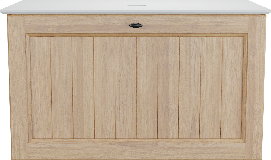 Balmani Lemon zwevend badkamermeubel 90 x 55 cm, fineer natuur eik met Facetta enkel tablet in mat wit