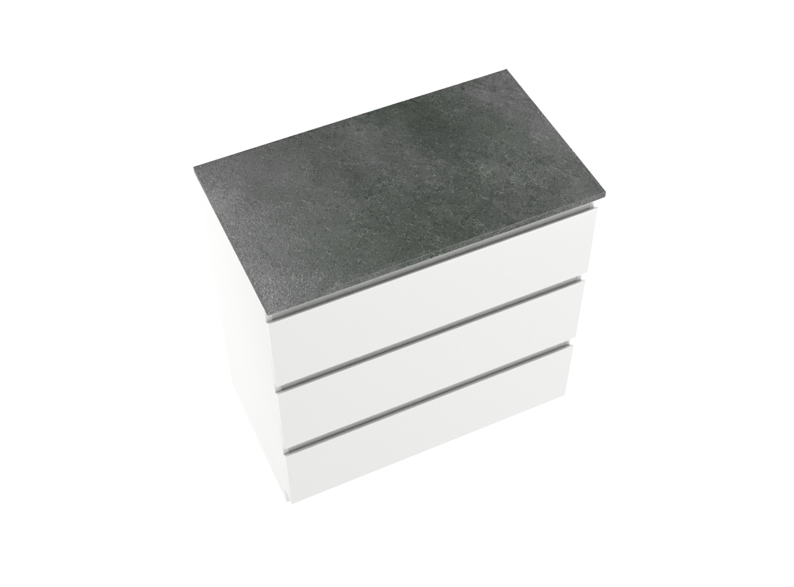 Linie Lado meuble salle de bains à poser 80 x 46 cm blanc brillant avec Lado tablette simple en mélaminé ardoise gris