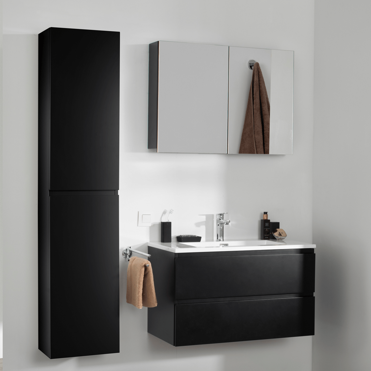 Storke Beta spiegelkast 80 x 60 cm mat zwart