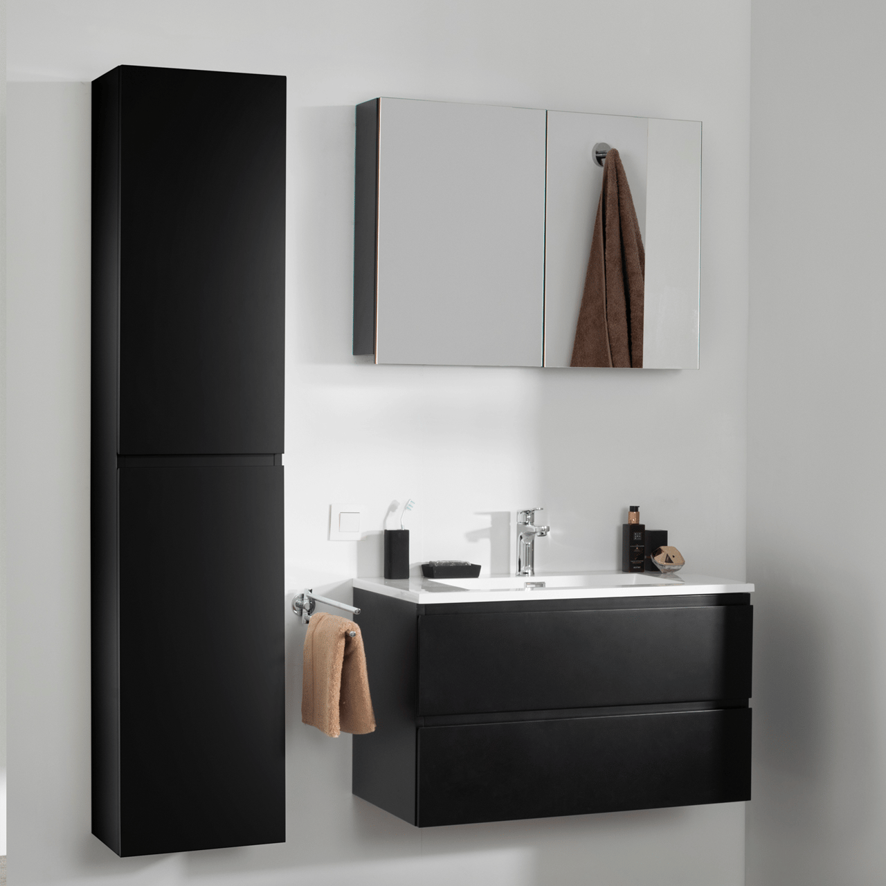 Storke Beta spiegelkast 60 x 60 cm mat zwart