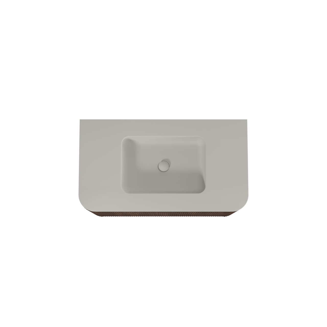 Balmani Moon meuble salle de bains suspendu 100 x 55 cm noyer américain avec Moon plan simple en top solid soie grise, Nervure droite symétrique verticale