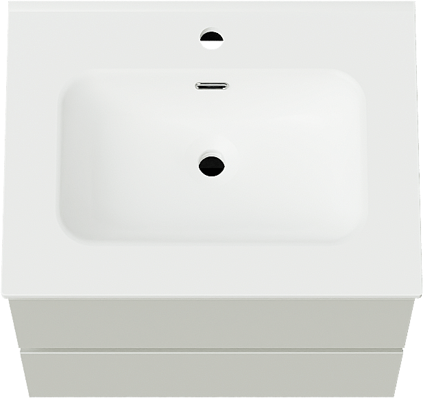 Linie Lado zwevend badmeubel 60 x 46 cm greige met Baro enkele wastafel in porselein mat wit