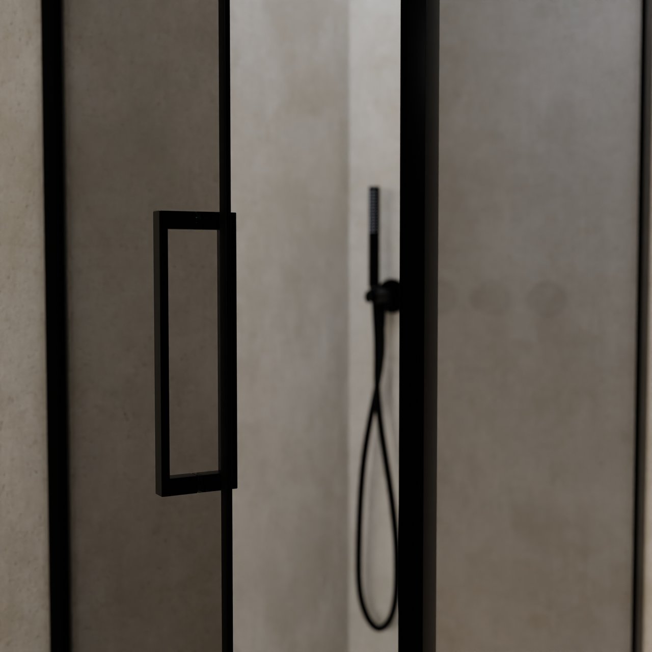 Balmani Senses Design douche d'angle avec porte pivotante à gauche et paroi latérale fixe, 90 x 90 cm, Verre miroir reflex, Profil noir