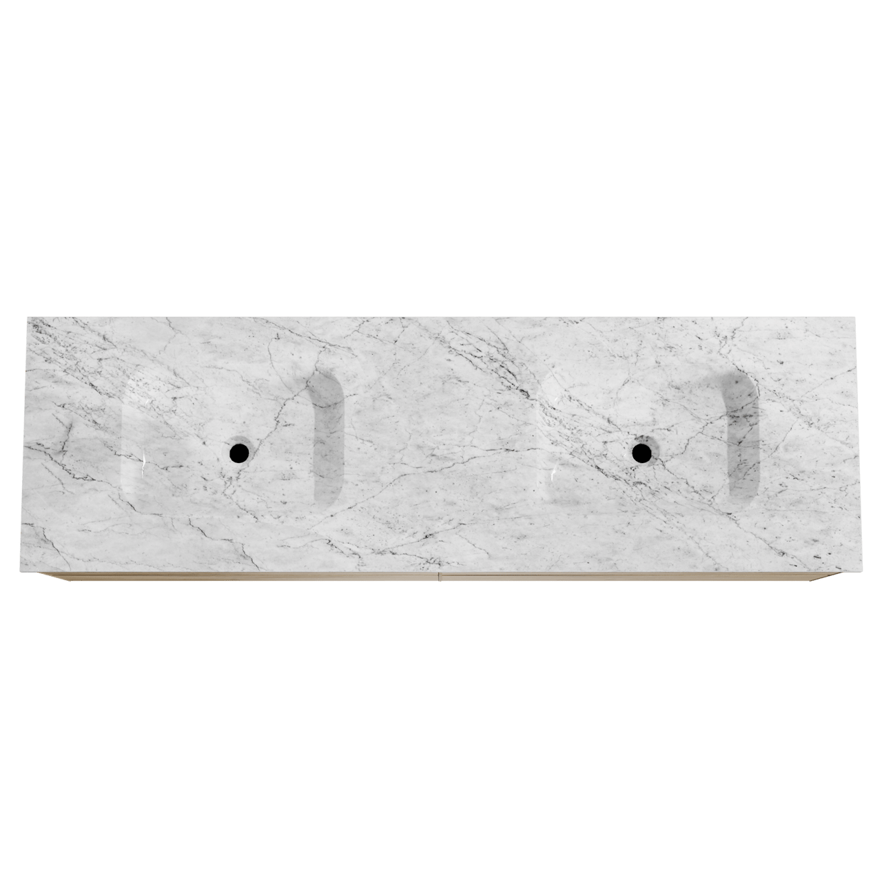 Balmani Mitra hängendes Möbelstück Set: 180 x 55 cm, Rohe Eiche, mit Tablo Arcato Doppelwaschtisch, Marmor Carrara