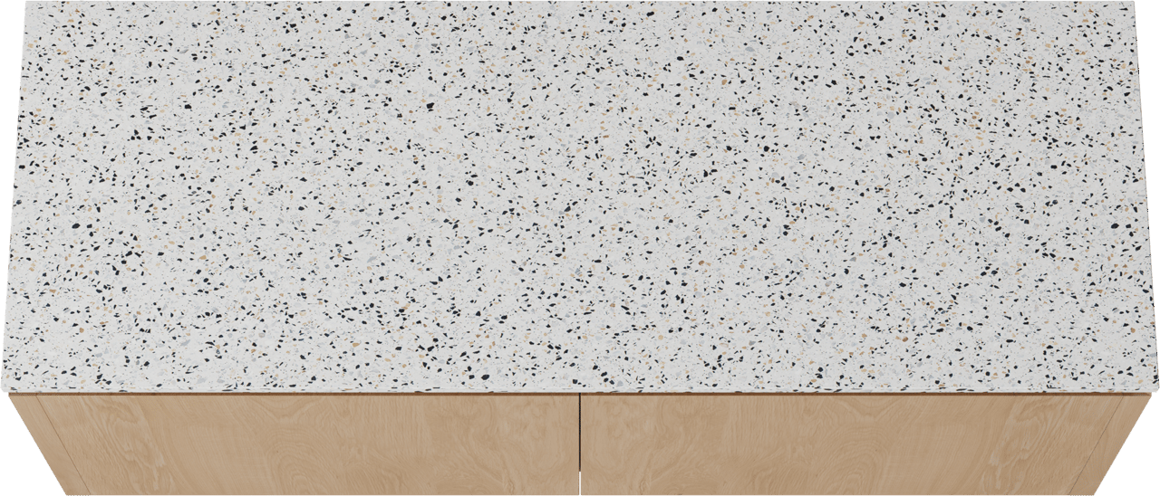 Balmani Eclips hängendes Möbelstück Set: 150 x 55 cm, Eiche Natur, mit Stretto Einzel- oder Doppel Waschtischplatte Bianco Nero Terrazzo