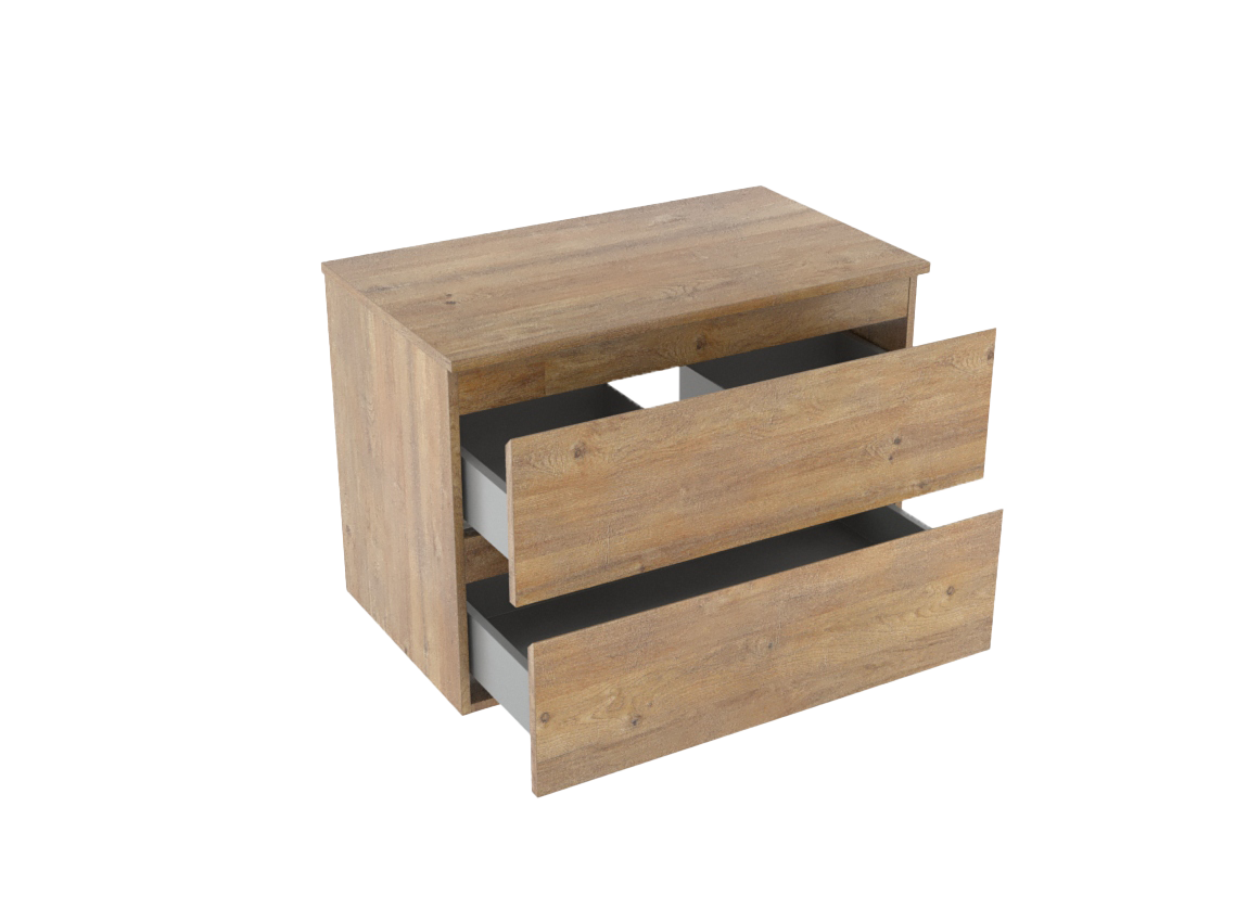 Linie Lado zwevend badmeubel 80 x 46 cm naturel eiken met Lado enkel wastafelblad in natuur eiken melamine