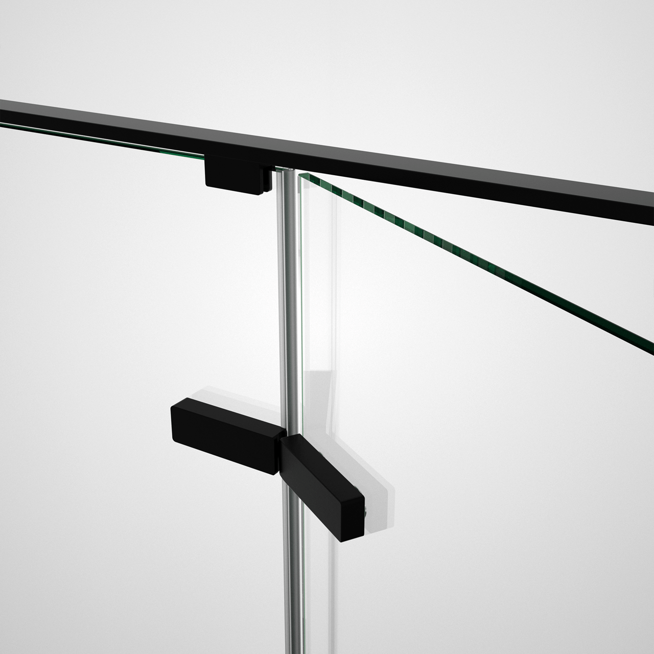 Luca Varess Stilus douchehoek met rechtse draaideur en 2 vaste zijwanden 120 x 90 cm helder glas mat zwart profiel