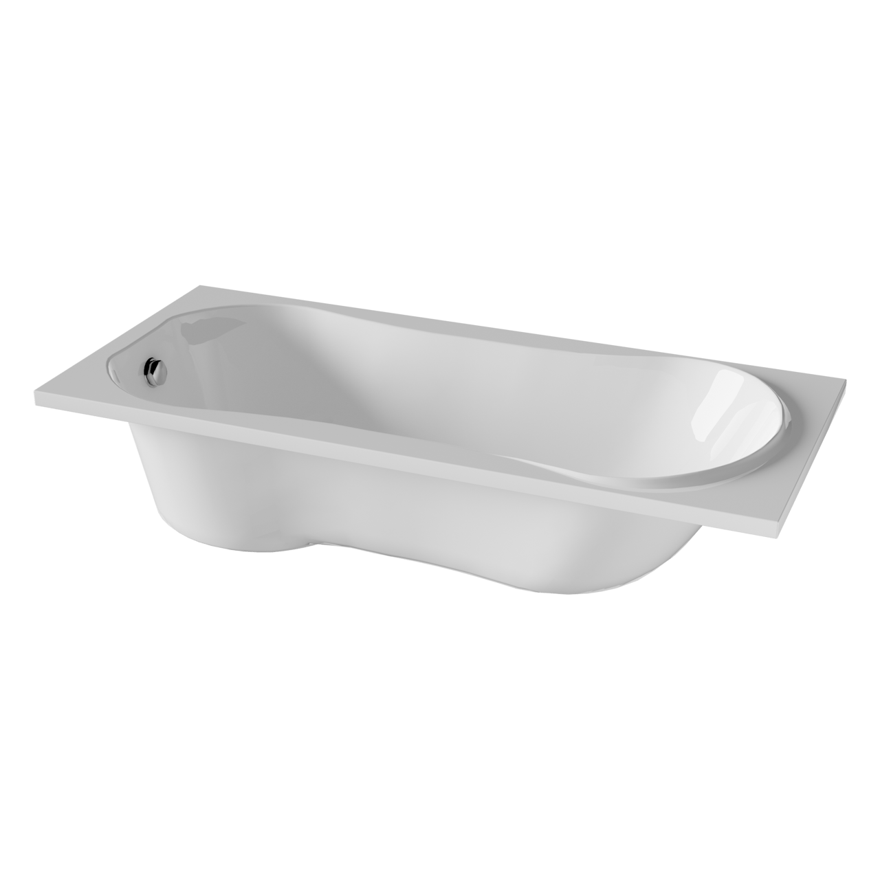 Luca Varess Trasime 1-Personen-Einbaubadewanne: 180 x 80 cm, Acryl, Weiß Glänzend