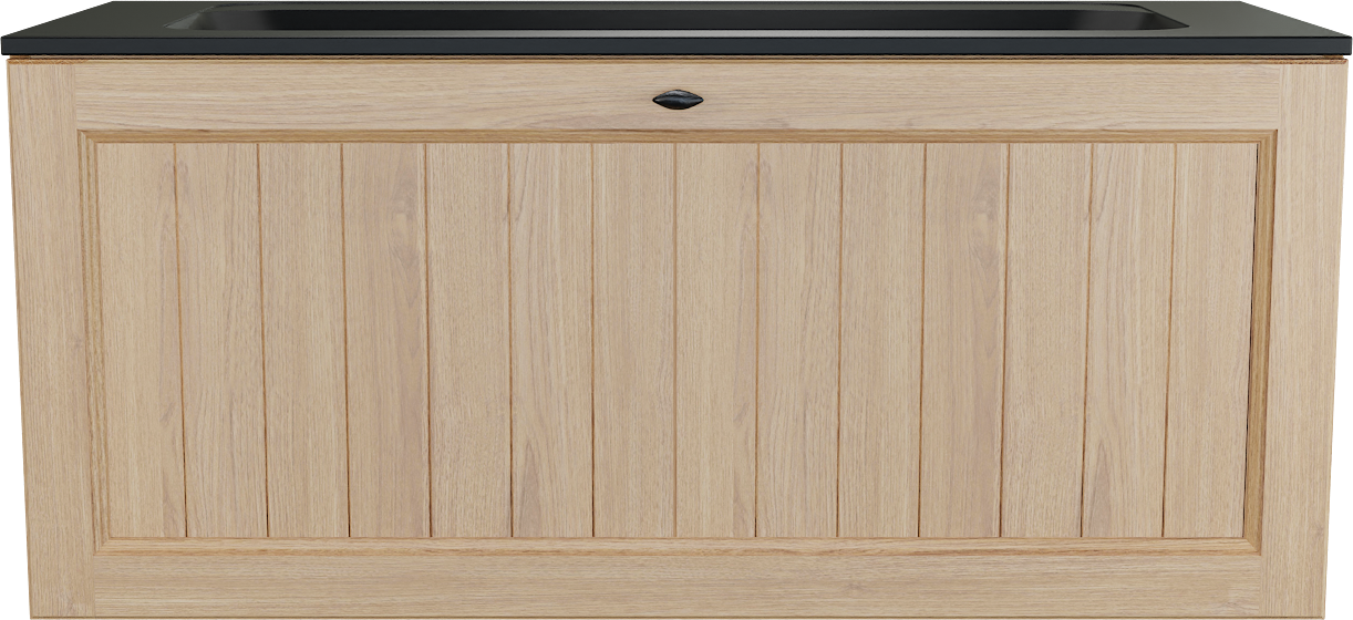 Balmani Lemon meuble salle de bains suspendu 120 x 55 cm, placage chêne naturel avec Tablo Strada lavabo simple pour 2 trous de robinet en noir mat