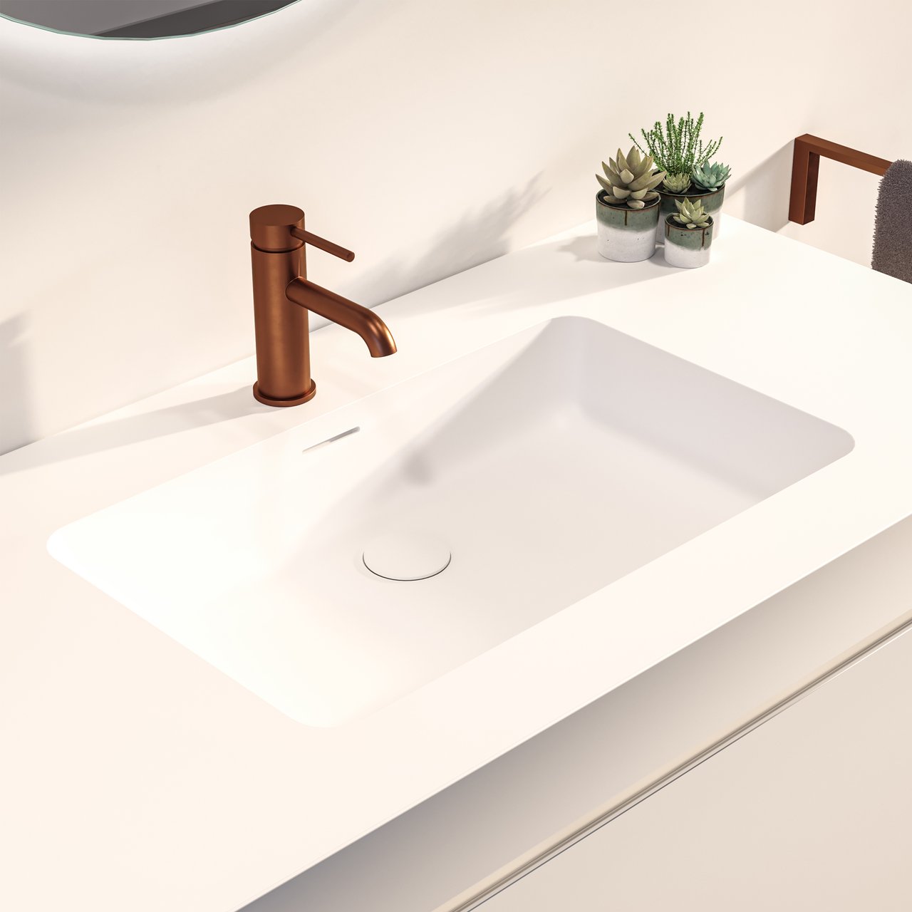 Blaufoss Round EcoStart standaard wastafelkraan Brushed Rosegold