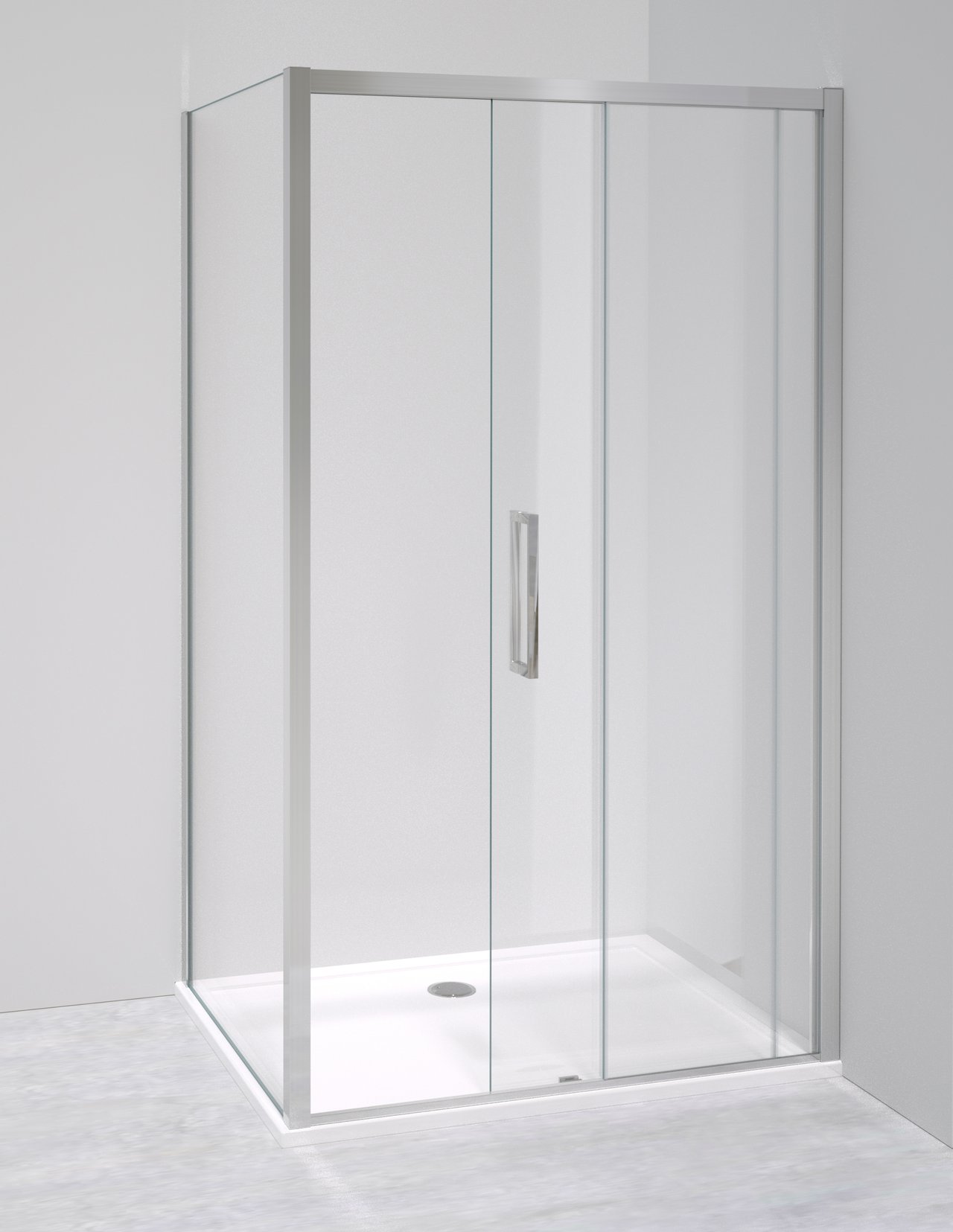 Luca Varess Senses douchecabine met schuifdeur en vaste zijwand 90 x 120 cm helder glas glans chroom profiel