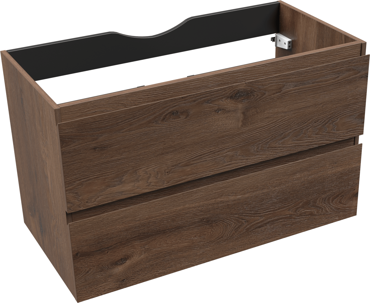 Linie Lado meuble de salle de bains suspendu 90 x 46 cm chêne brun avec Baro plan simple en porcelaine blanc brillant et Soto miroir