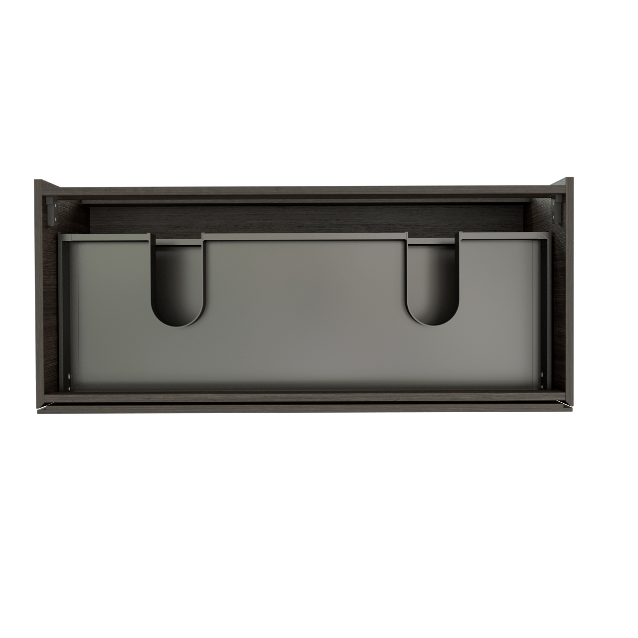 Storke Edge hängender Bad-Unterschrank 120 x 52 cm Eiche dunkel 2 Schubladen 2 Siphonaussparungen