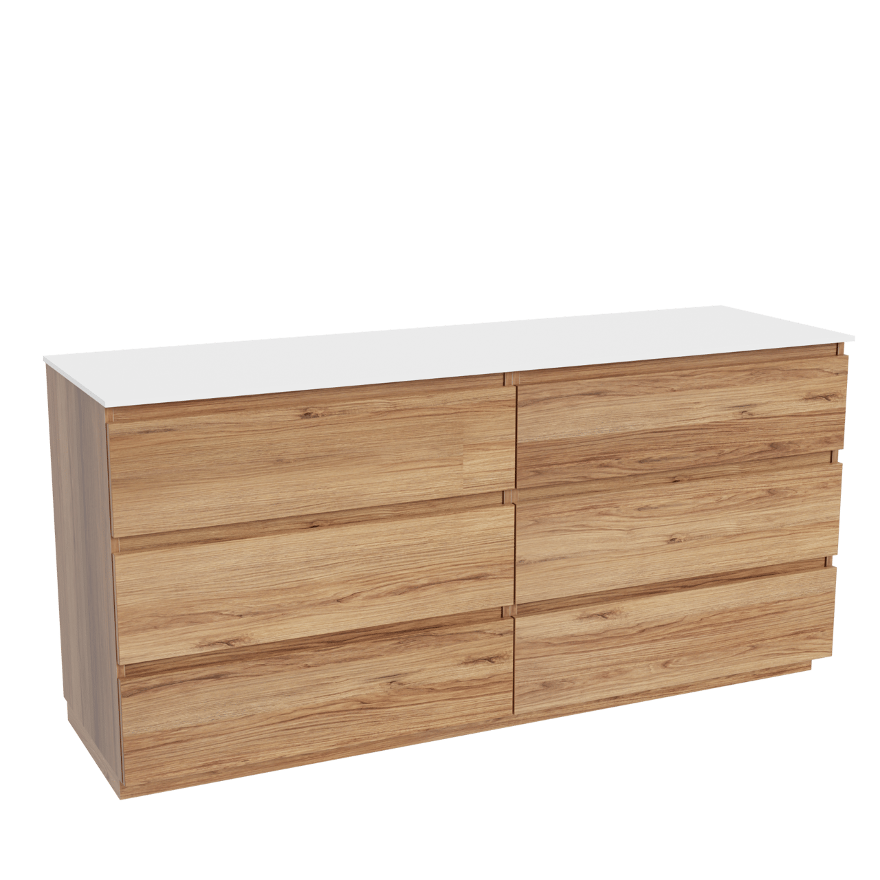 Balmani Lucida freistehendes Möbelstück Set: 180 x 55 cm, Teak, mit Stretto Einzel- oder Doppel Waschtischplatte, Solid Surface Weiß matt