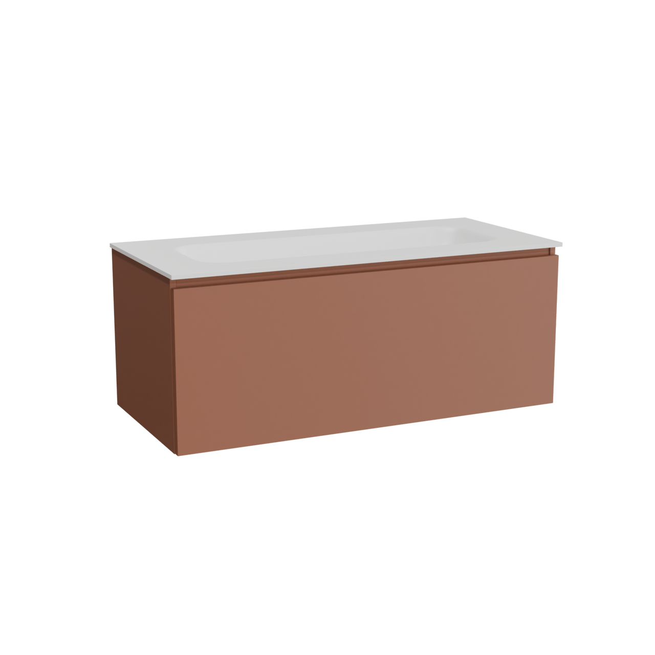 Balmani Sfera meuble salle de bains suspendu 120 x 55 cm cotto avec Tablo Arcato plan simple pour 2 trous de robinet en solid surface blanc mat