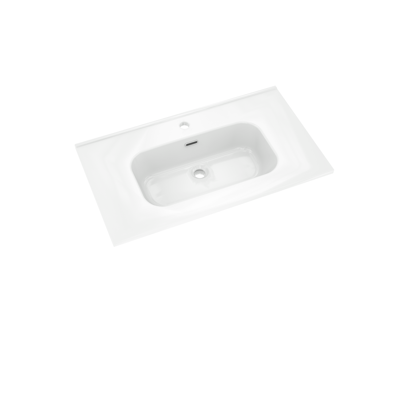 Linie Classo meuble salle de bains à poser 80 x 46 cm chêne naturel avec Baro plan simple en porcelaine blanc brillant