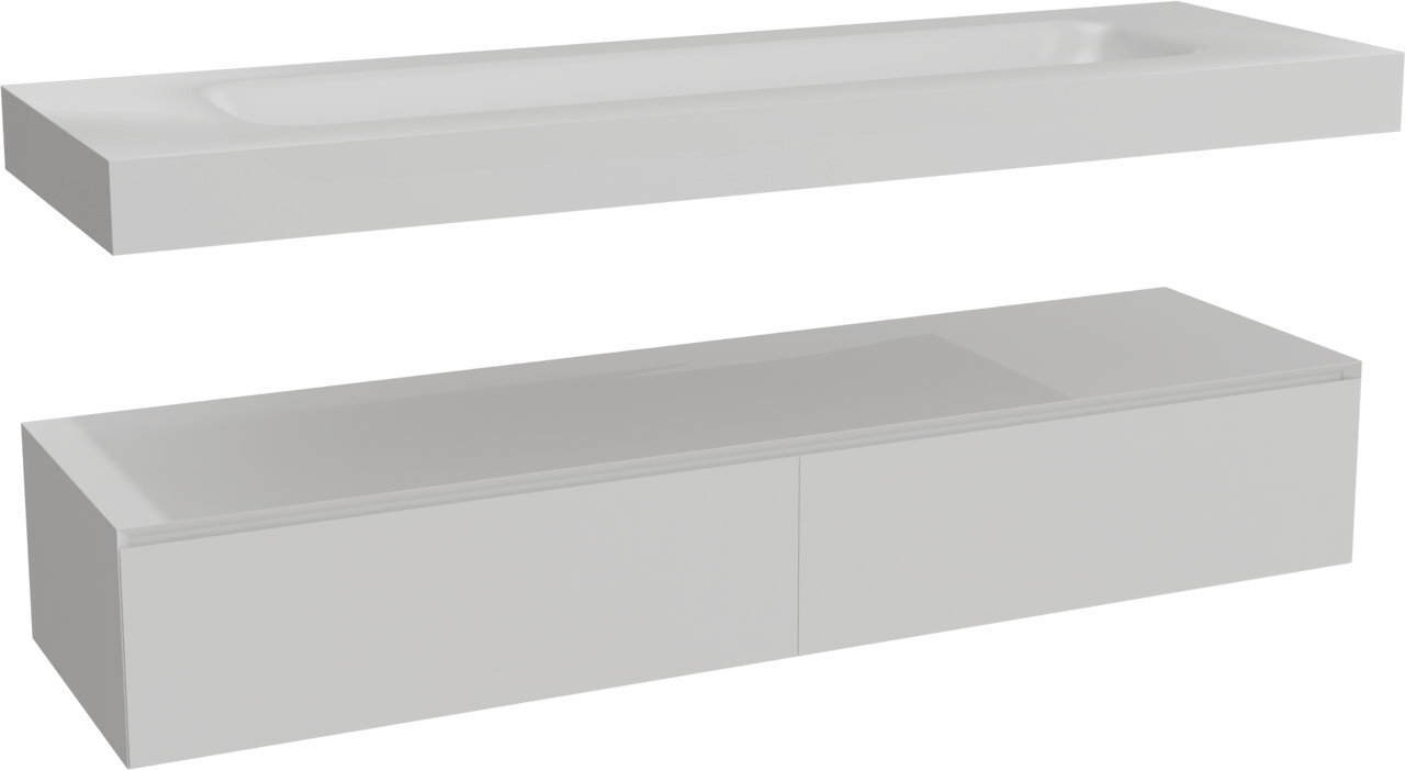 Balmani Mitra Elements meuble salle de bains suspendu 180 x 55 cm blanc mat avec Arcato lavabo simple pour 2 trous de robinet en solid surface blanc mat