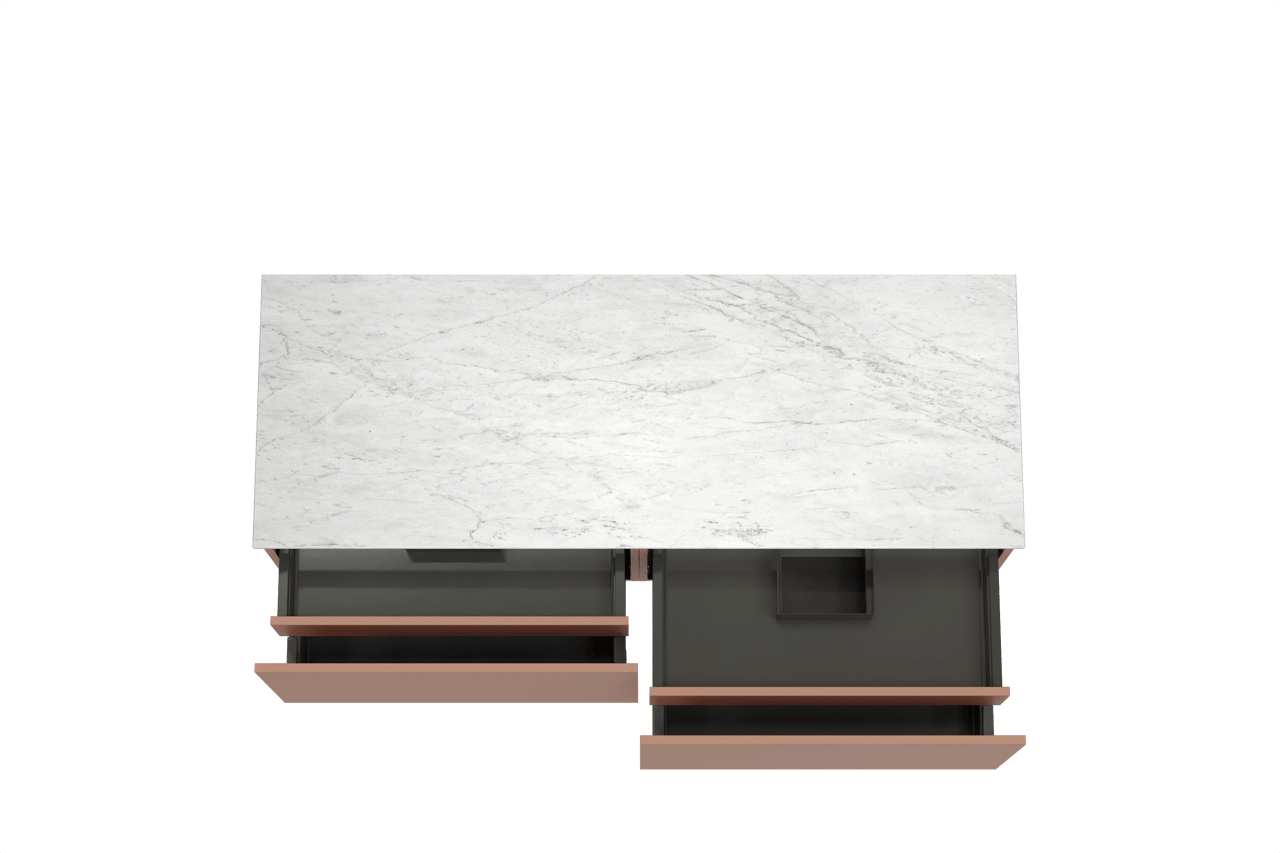 Balmani Sfera zwevend badmeubel 150 x 55 cm cotto met Stretto enkel of dubbel wastafelblad in marmer carrara