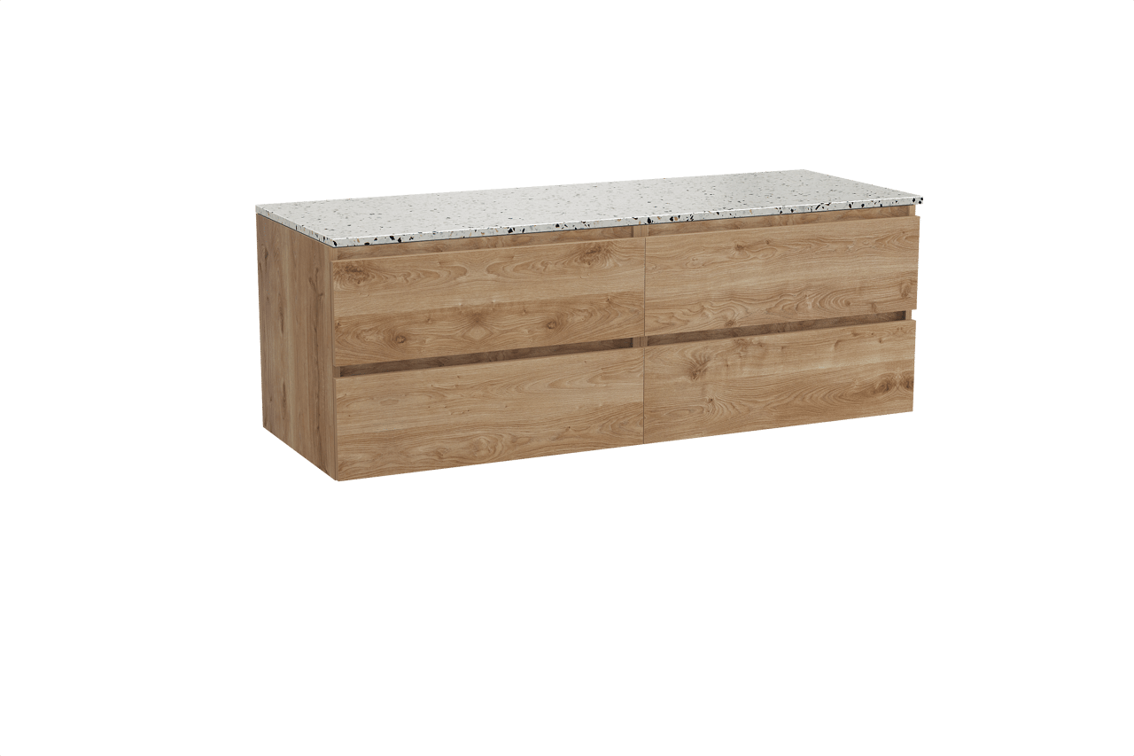 Balmani Lucida Badmöbel Set mit Stretto Waschtischplatte für Aufsatzwaschbecken