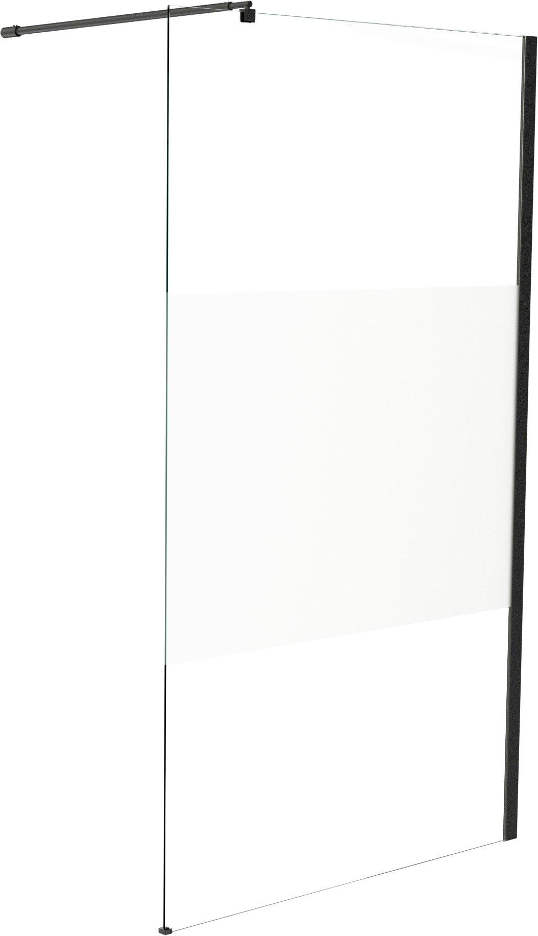 Linie Walk-In inloopdouche 100 x 200 cm helder glas met matte strook mat zwart profiel