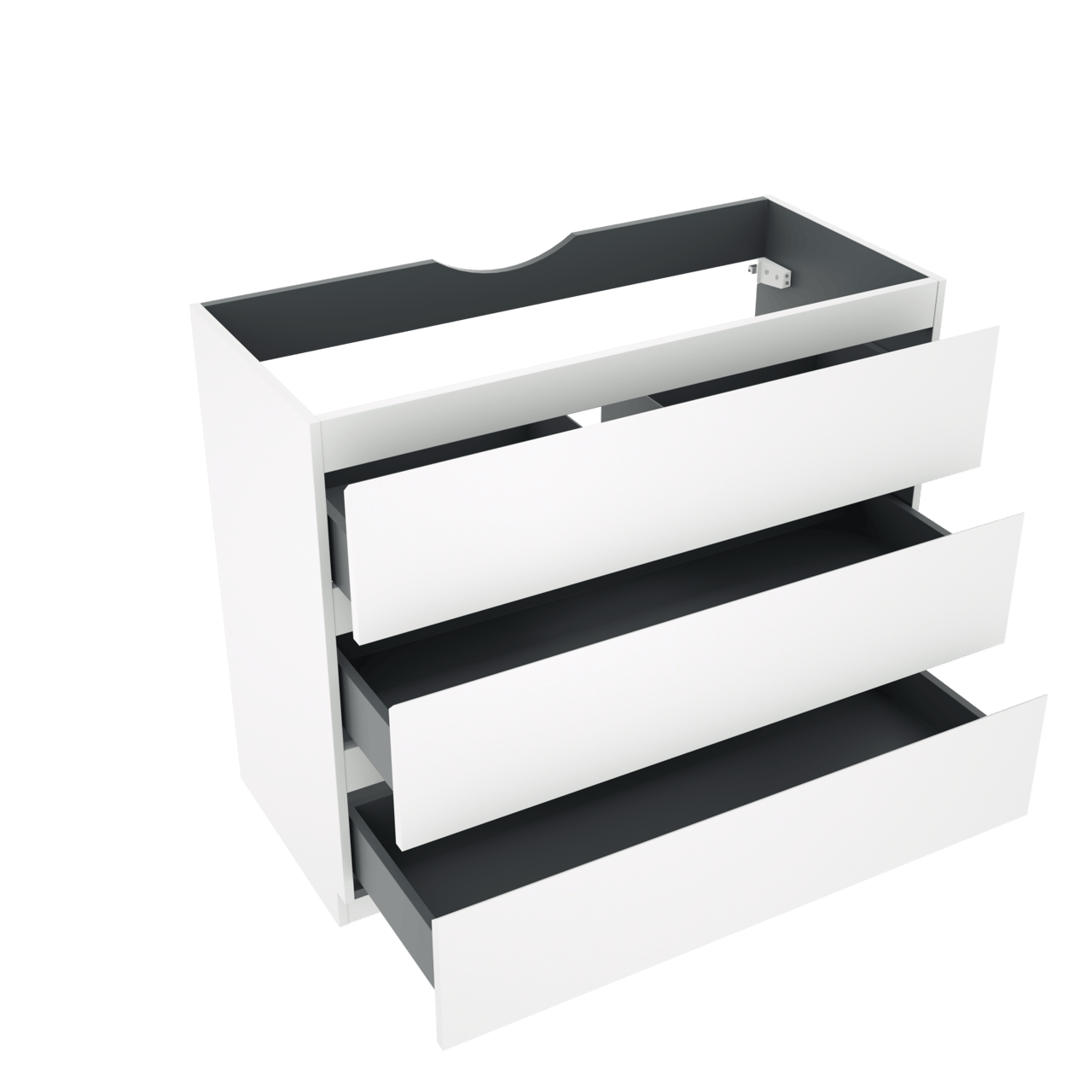 Linie Lado meuble sous-vasque a poser 100 x 46 cm blanc mat 3 tiroirs