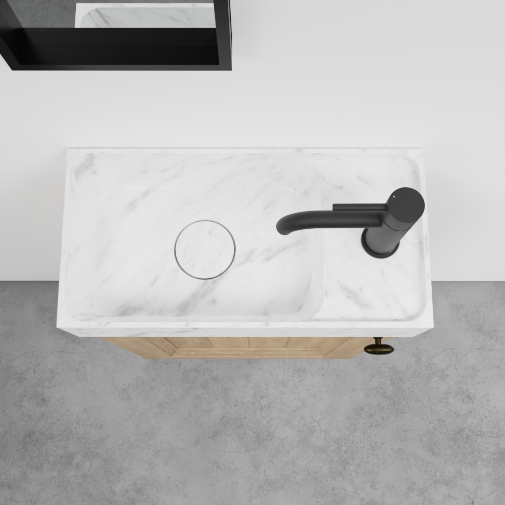 Balmani Lemon zwevend toiletmeubel 42 x 21 cm verweerde eik met Dama wastafel in Carrara marmer