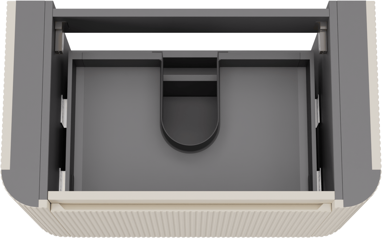 Storke Soft hängendes möbelstück Waschtischunterschränke 80 x 46 cm Sand matt 2 Schubladen Vert. Sym. Rippe