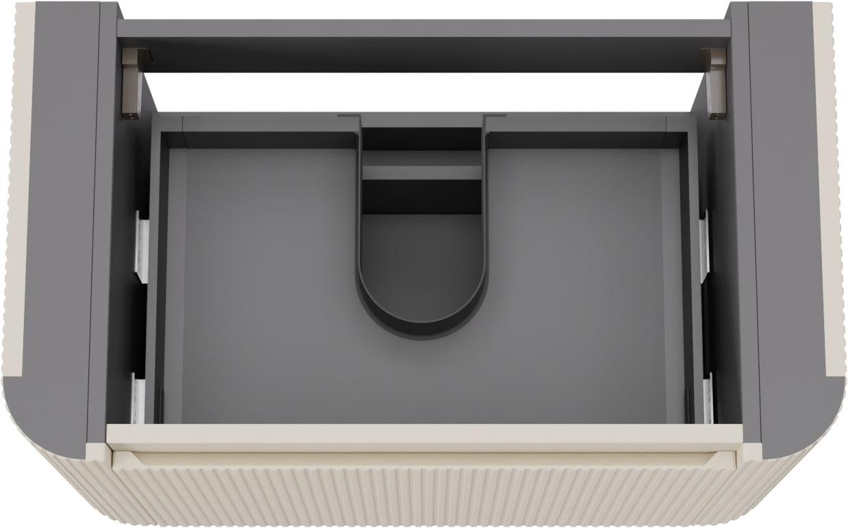 Storke Soft meuble sous-lavabo suspendu 80 x 46 cm Sand mat 2 tiroirs Nervure sym. vert.