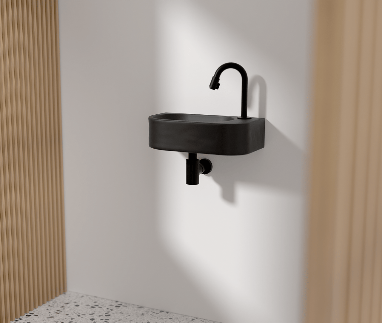 Luca Varess Rondo lave-mains 41 x 22 cm porcelaine Noir Mat