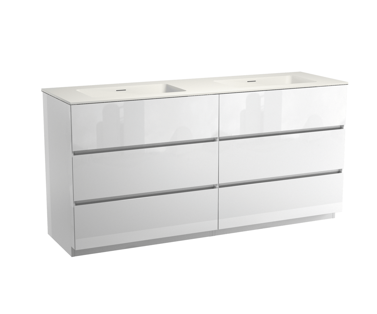 Storke Edge meuble salle de bains à poser 170 x 52 cm blanc brillant avec Mata double vasque en solid surface blanc mat