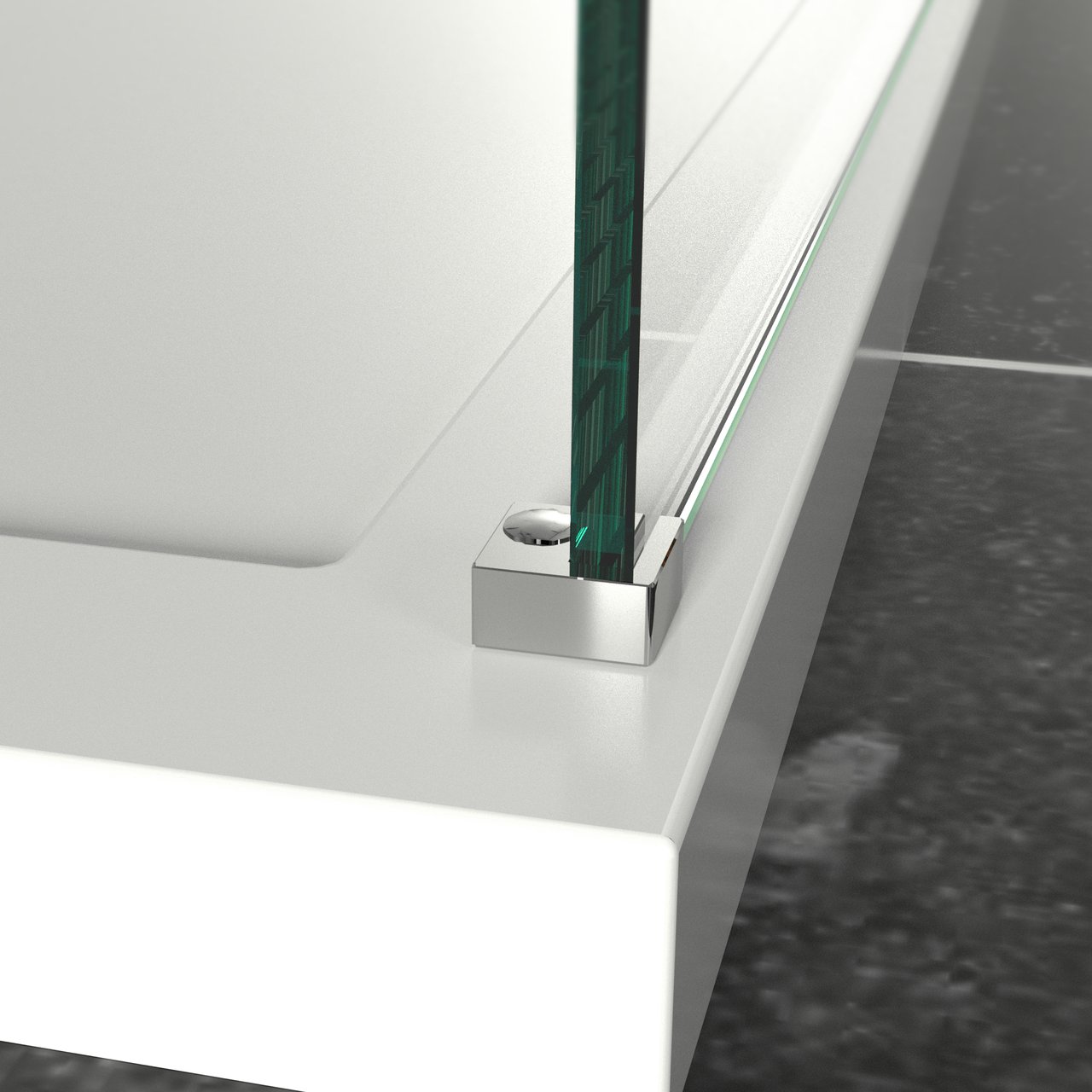 Linie Walk-In douche à l'italienne 140 x 200 cm verre transparent avec bande mate profil chrome brillant