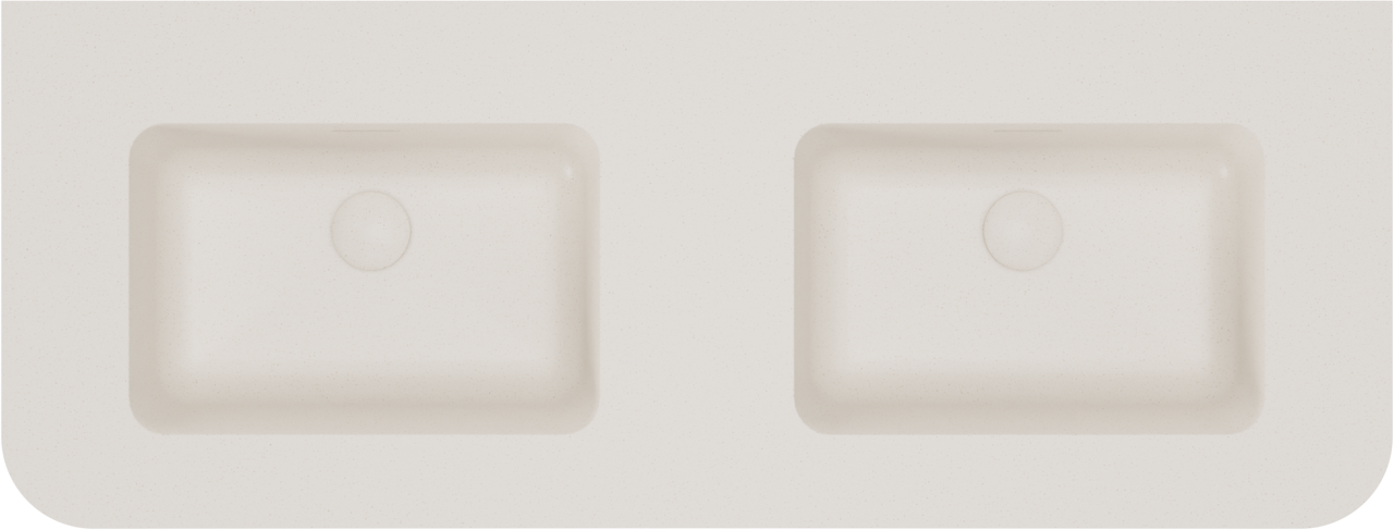 Storke Soft hängendes Möbelstück Set: 120 x 46 cm, Nussbaum, mit Mata Soft Doppelwaschtisch Solid Surface Beige Granit, Vertikale symmetrische gerade Rippe