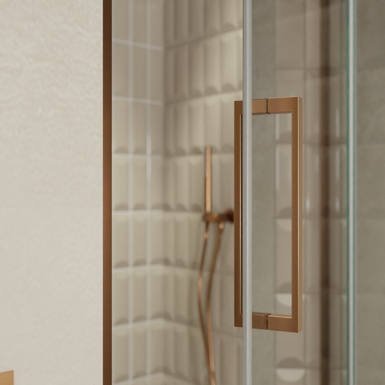 Balmani Senses Design porte pivotante à droite 100 cm x 210 cm verre Miroir Reflex, Profil Brushed Rosegold, coating inclus